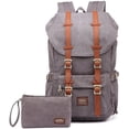 thumbnail image 1 of KAUKKO School Travel mochila para universidad flexible con portátil para 15",22L(Canvas/Gris) KAUKKO E5-1-grey(2pc), 1 of 5