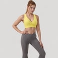 thumbnail image 4 of Women's Crossover V-Neck Sports Bra with Wide Straps and Stretch Support Band - Small, Yellow, 4 of 7