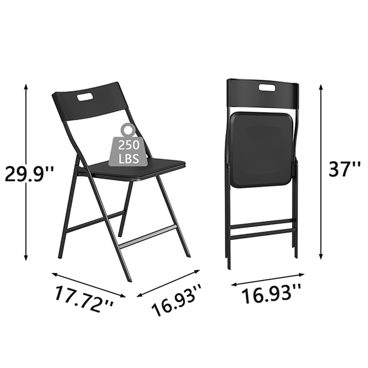 Hommoo Folding Chair Portable Plastic Seat with Steel Frame for Indoor Outdoor, 6 Pack