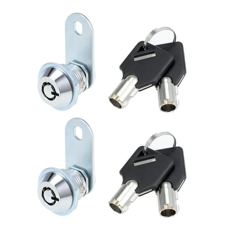 Tubular Cam Lock 16mm Cylinder Length Chrome Finish Keyed Different 2 Pcs