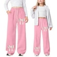 thumbnail image 2 of Gelikeya Kids Boys Girls Baggy Sweatpants Drawstring Elastic Waist Wide Leg Pants Cute Preppy Clothes Outfits Back To School Clothing, Pink & 11-12 Years, 2 of 9