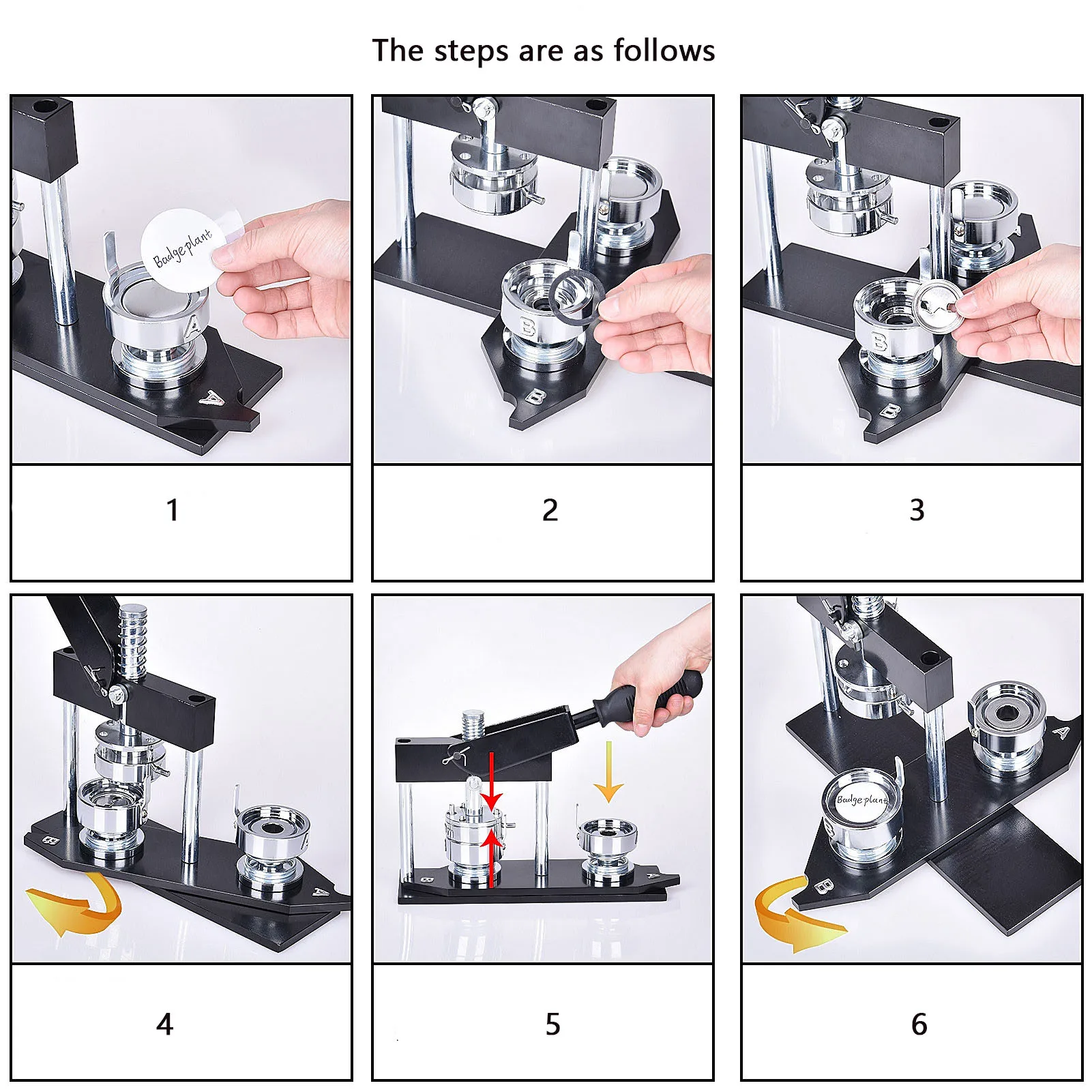 58mm Button Maker Set Professional Manual Pin Badge Making Machine Including Metal Mold ,Beginner-Friendly