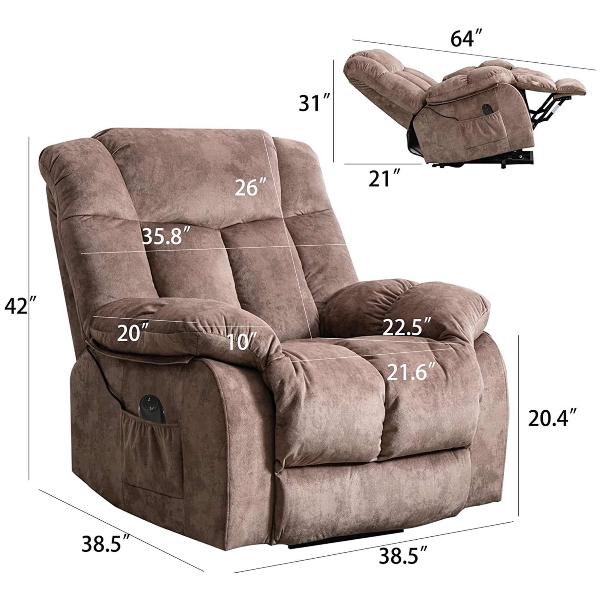 Large Power Lift Recliner Chair for Elderly, Overstuffed Wide Recliners for Adults, Heavy Duty Recliner Sofa and Safety Motion Reclining Mechanism,300lb Capacity,Camel