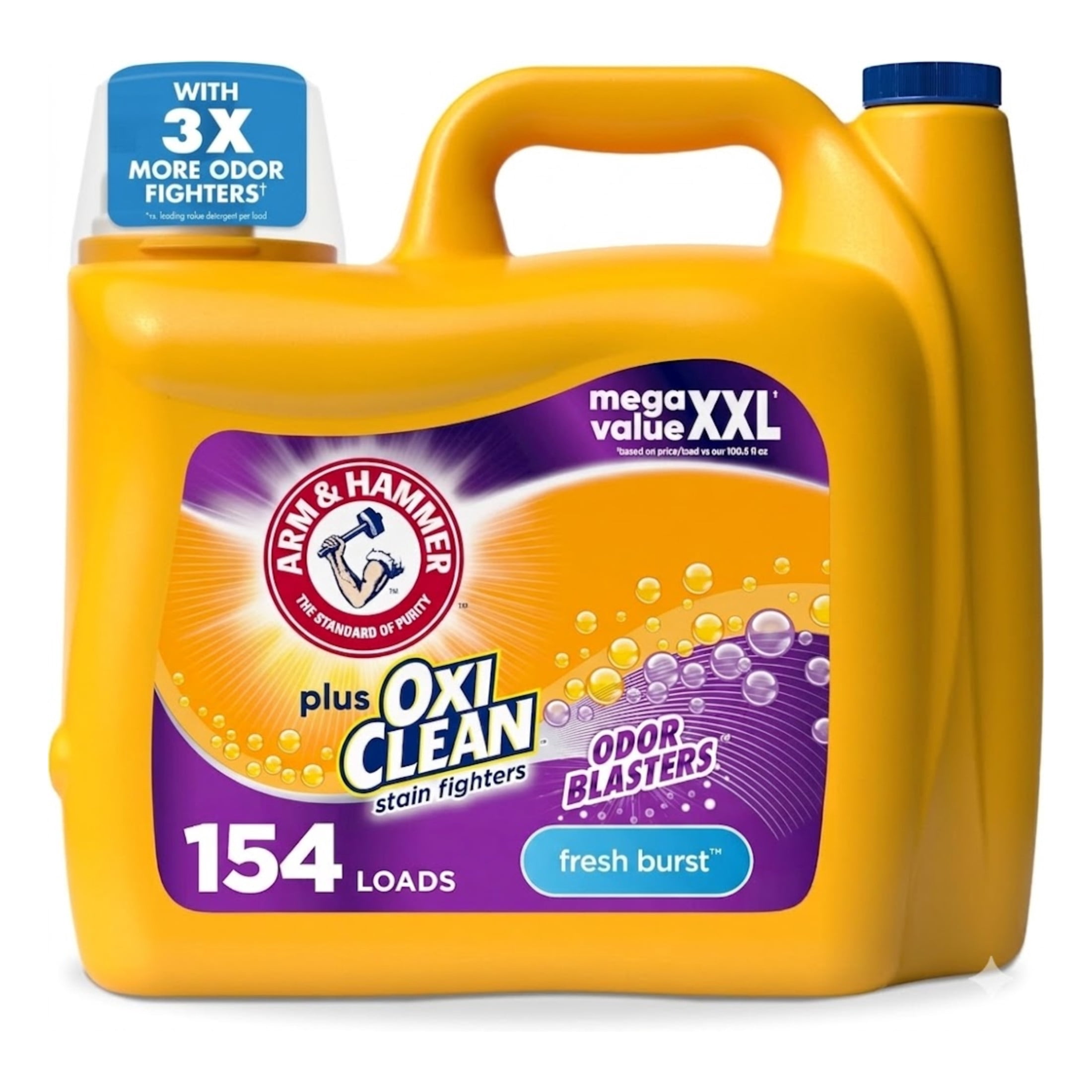 (2 pack) ARM & HAMMER Plus OxiClean with Odor Blasters Liquid Laundry Detergent, Fresh Burst, 200.2 Fl Oz