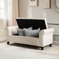 thumbnail image 2 of GZXS Upholstered Storage Bench, 50"W Button-Tufted Linen Bench with Rolled Arms & Lift-Top Storage Compartment, for Entryway, Bedroom, Living Room (Ivory), 2 of 10