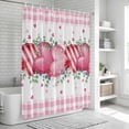 thumbnail image 5 of Polyester Fabric Valentines Day Shower Curtain, Modern Love Heart Eucalyptus Leaf Pink Plaid Waterproof Bathtub Curtain Bathroom Decor Set with Hooks 54 x 78 Inches, 5 of 6
