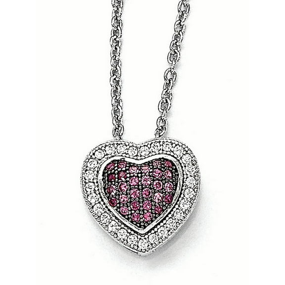 Sterling Silver & CZ Heart Necklace