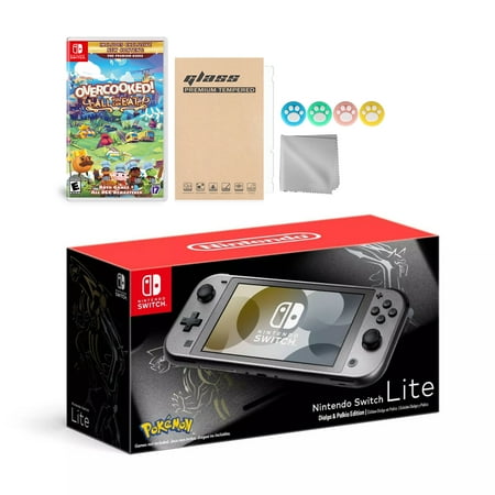 Nintendo Switch Lite Pokemon Dialga & Palkia Limited Edition with Overcooked! All You Can Eat and Mytrix Accessories NS Game Disc Bundle Best Holiday Gift
