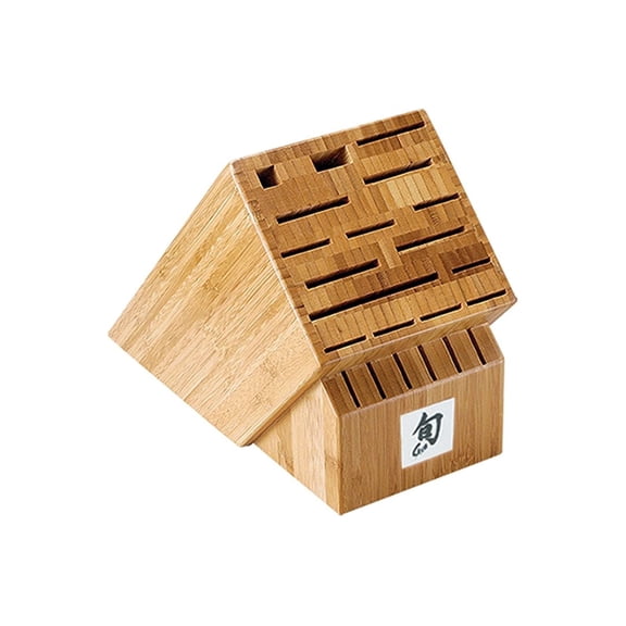 Shun Bamboo Knife Block, 22 Slot Large Knife Holder, Made from Genuine Bamboo, Kitchen Storage for Professional and Home Chefs
