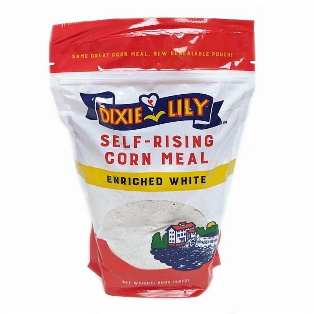 (3 pack) Dixie Lily Self-Rising Corn Meal, Enriched White, 20 oz Resealable Pouch