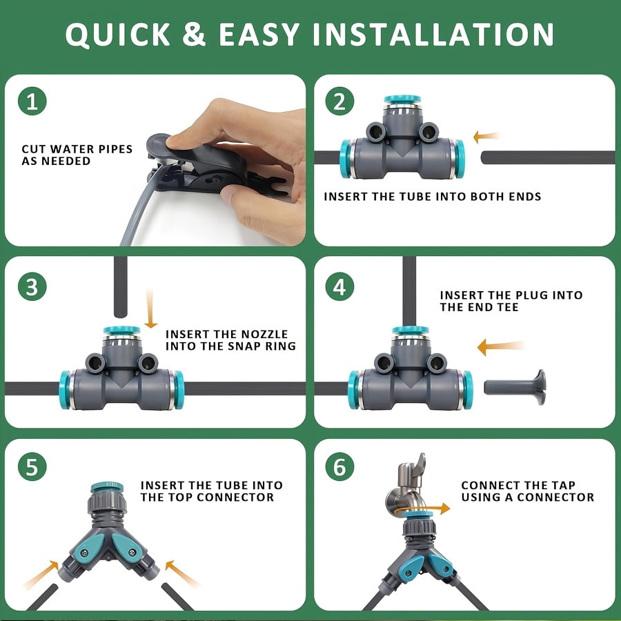200ft Drip Irrigation System, Upgraded Garden Watering Kit with 32 Adjustable Copper Nozzles, 360° Flexible Drip Irrigation Kit Automatic Watering System for Garden, Automati