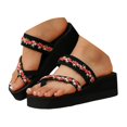thumbnail image 3 of DAFEI Casual Slope Heel Thick Bottom Slippers Open Toe Fashion Flip Flops Flower Decoration Beach Slippers, 3 of 8