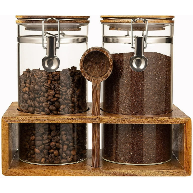 Glass Coffee Storage Jar with Lids Scoop Thicken Glass Coffee Canister  Borosilicate Glass Food Containers for Ground Coffee Beans Nut Pasta Sugar