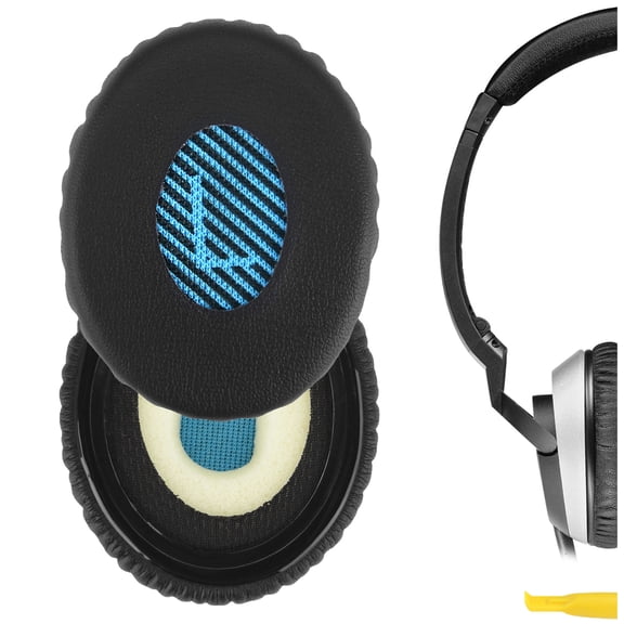 Geekria QuickFit Replacement Ear Pads for Boses On-Ear OE2, OE2i, SoundTrue On-Ear, SoundLink On-Ear Headphones Ear Cushions, Headset Earpads, Ear Cups Cover Repair Parts (Black / Blue)
