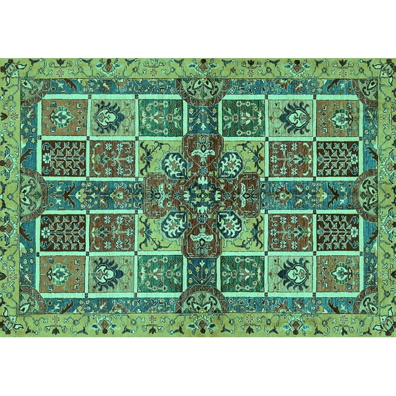 Ahgly Company Indoor Rectangle Abstract Turquoise Blue Modern Area Rugs, 8' x 10'