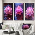 thumbnail image 1 of Designart "Radiant Pink Lotus Blossoming II" Lotus Framed Wall Art Set Of 3 - Pink Modern Frame Gallery Set For Office Decor, 1 of 6