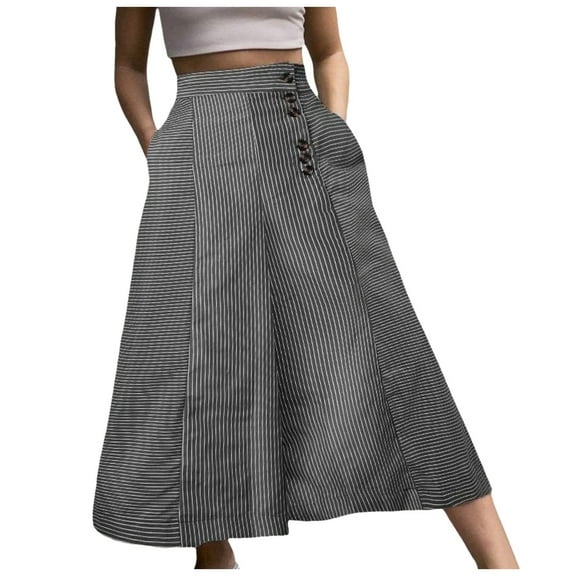 Vividxx Pants For Women Fashion Striped Patchwork Loose Casual High Waist Pocket Elastic Waist Ankle Length Trousers Casual Trousers