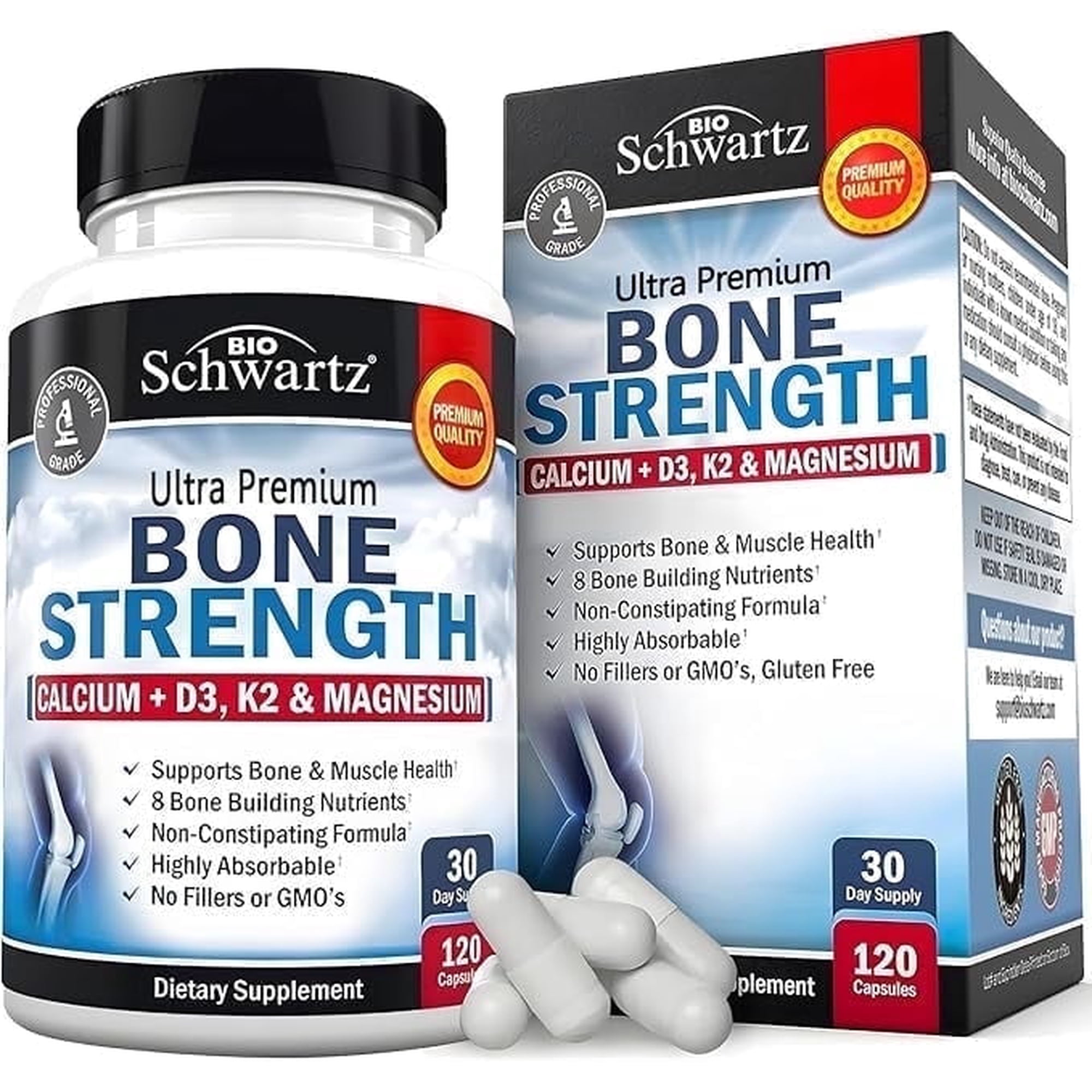 BioSchwartz Bone Strength Dietary Supplement, High-Absorption Formula, 120 Capsules