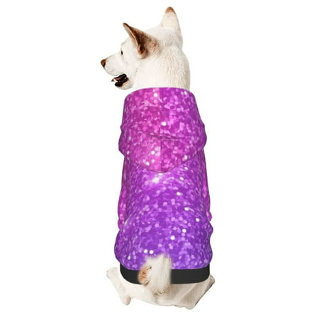 Noikeo Pink Purple Glitter for Winter Dog Hoodie Sweatshirts Warm Pet Clothes for Small Dogs Coat Clothing Puppy Cat Custume Hoodie Sweater Outfit for All Sized Dogs-X-Small