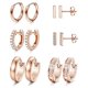 thumbnail image 1 of 6 Pairs Rose Gold Hoop Earrings Set For Women Lightweight Hypoallergenic Chunky Open Hoops Set For Gift, 1 of 2