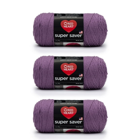 Red Heart® Super Saver® #4 Worsted Acrylic Yarn, Mediumpurple 7oz/198g 364yd (3Pk)
