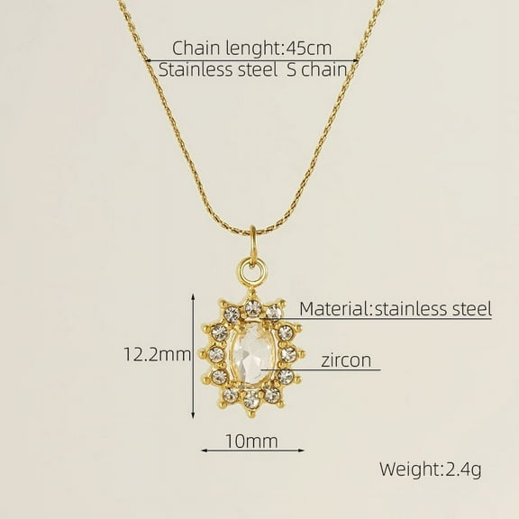 INS Style Double Layer Titanium Steel Pendant Necklace - Luxury Square Zircon and Stainless Steel S-Shaped Clavicle Chain for Women