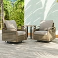 thumbnail image 3 of EAGLE PEAK Wicker Bistro Table and Chairs Set of 3, Outdoor Bistro Set, 3 Piece Patio Furniture Set w/ 360° Wicker Swivel Rocking Chairs & Side Table, Brown/Gray, 3 of 10