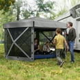 thumbnail image 2 of 12' x 12' Dark Gray Hexagonal Pop Up Gazebo Canopy Tent with 5 Sidewalls, Outdoor Canopy Shelter with Carry Bag, 2 of 8
