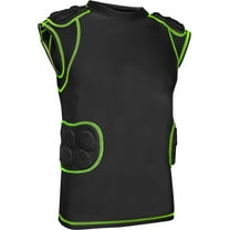 Exxact Sports Defender Adult Padded Football Shirt - Football Rib Protector with Shoulder & Spine Football Pads, 5-Pad Football Compression Shirt (Black, Youth Large)