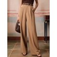 thumbnail image 5 of Women High Waist Floor-Length Straight Wide Leg Commute Suit Trousers Business Casual with Pockets Khaki XXL, 5 of 8
