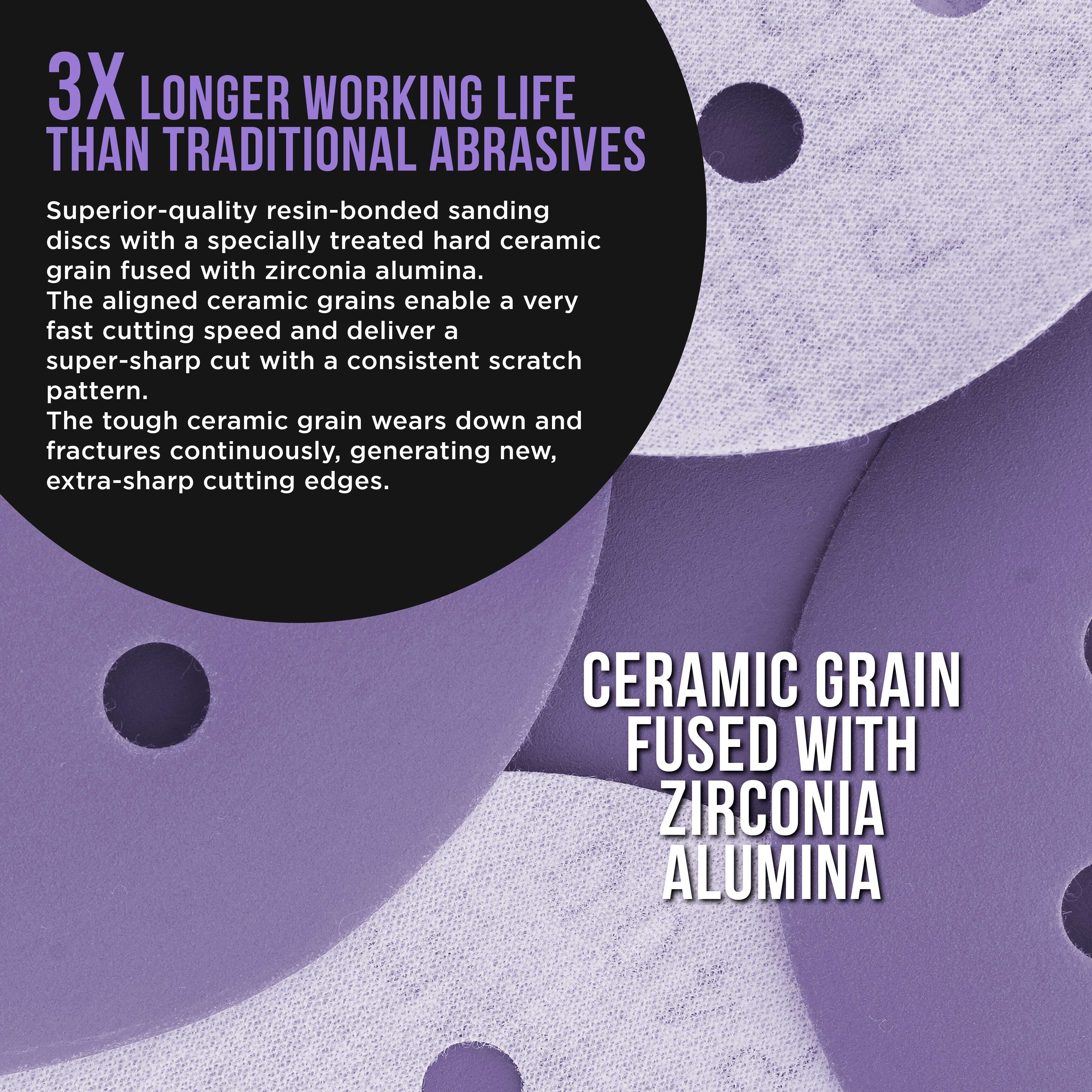 Dura-Gold 2000 Grit 5" Purple Film Ceramic Sanding Discs, 8-Hole Pattern, Box of 50 - Dustless Hook & Loop Backing Sandpaper for DA & Random Orbital Sanders - Detail Color Sand Auto Paint Wood