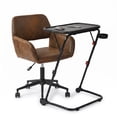 thumbnail image 3 of Homy Casa 2-Piece Home Office Set, Swivel Suede Office Chair and Adjustable Height Folding Laptop Table, Brown/Black, 3 of 10