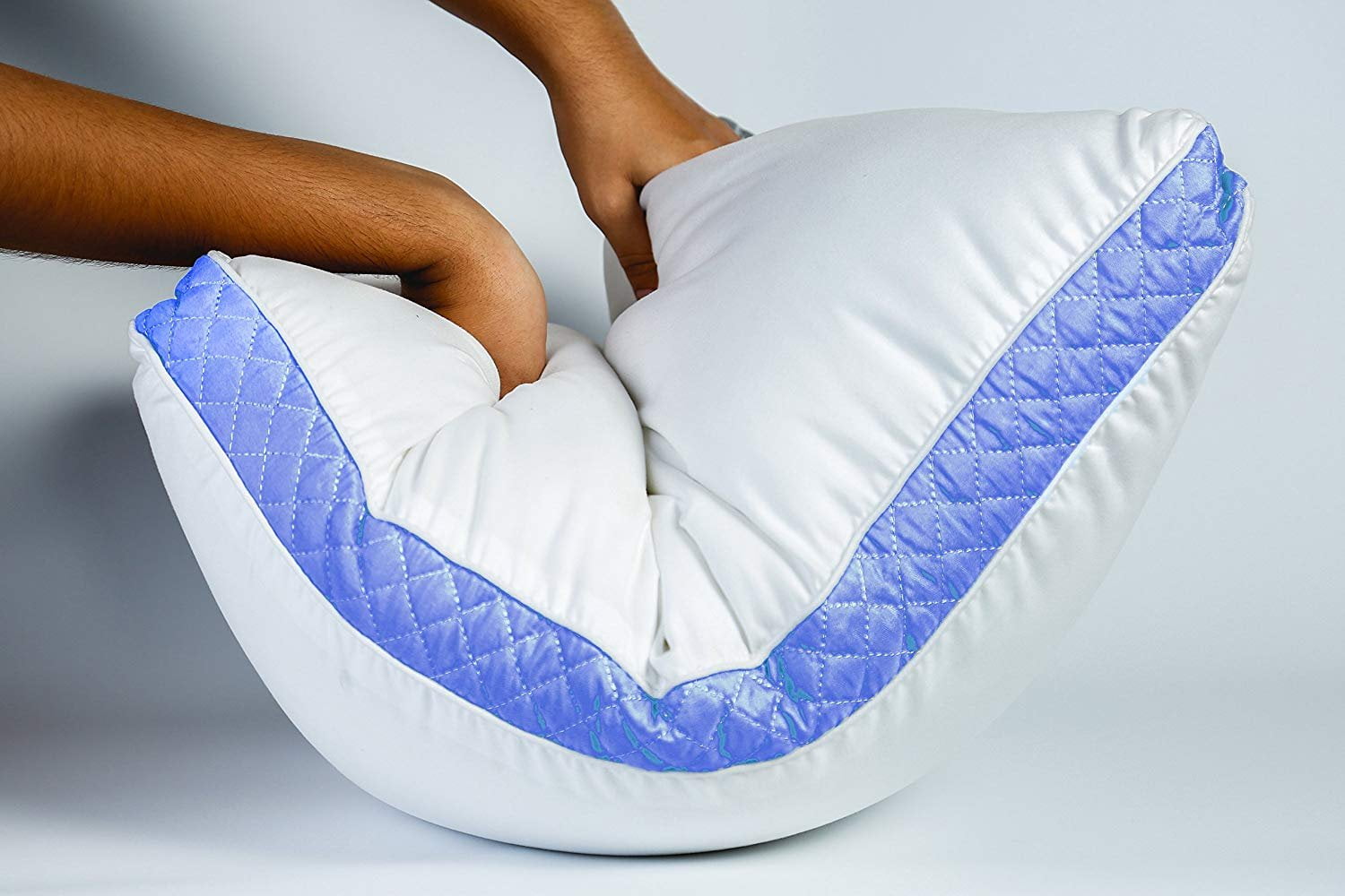 Gusseted Pillows for Bed - Blue Queen size Bed Pillows set of 2 for Side Sleepers and Back Sleepers
