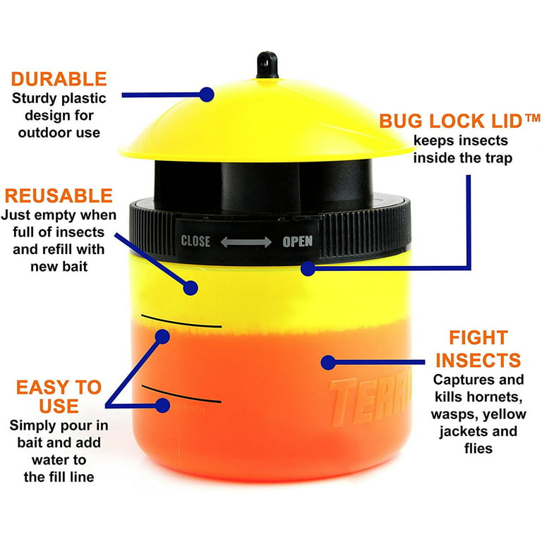 TERRO Outdoor Reusable Wasp and Fly Plus Fruit Fly Trap
