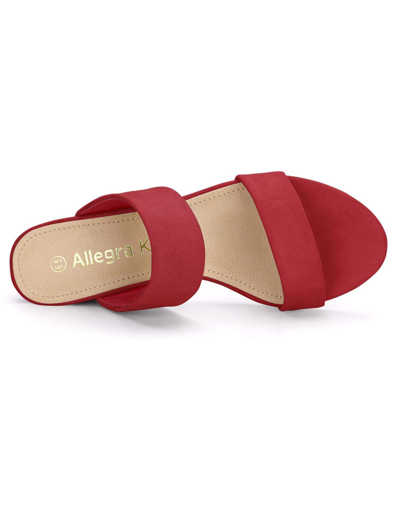 DARING DIVA Stylish Women's Block Heel Dual Straps Slide Sandals 8.5 Red