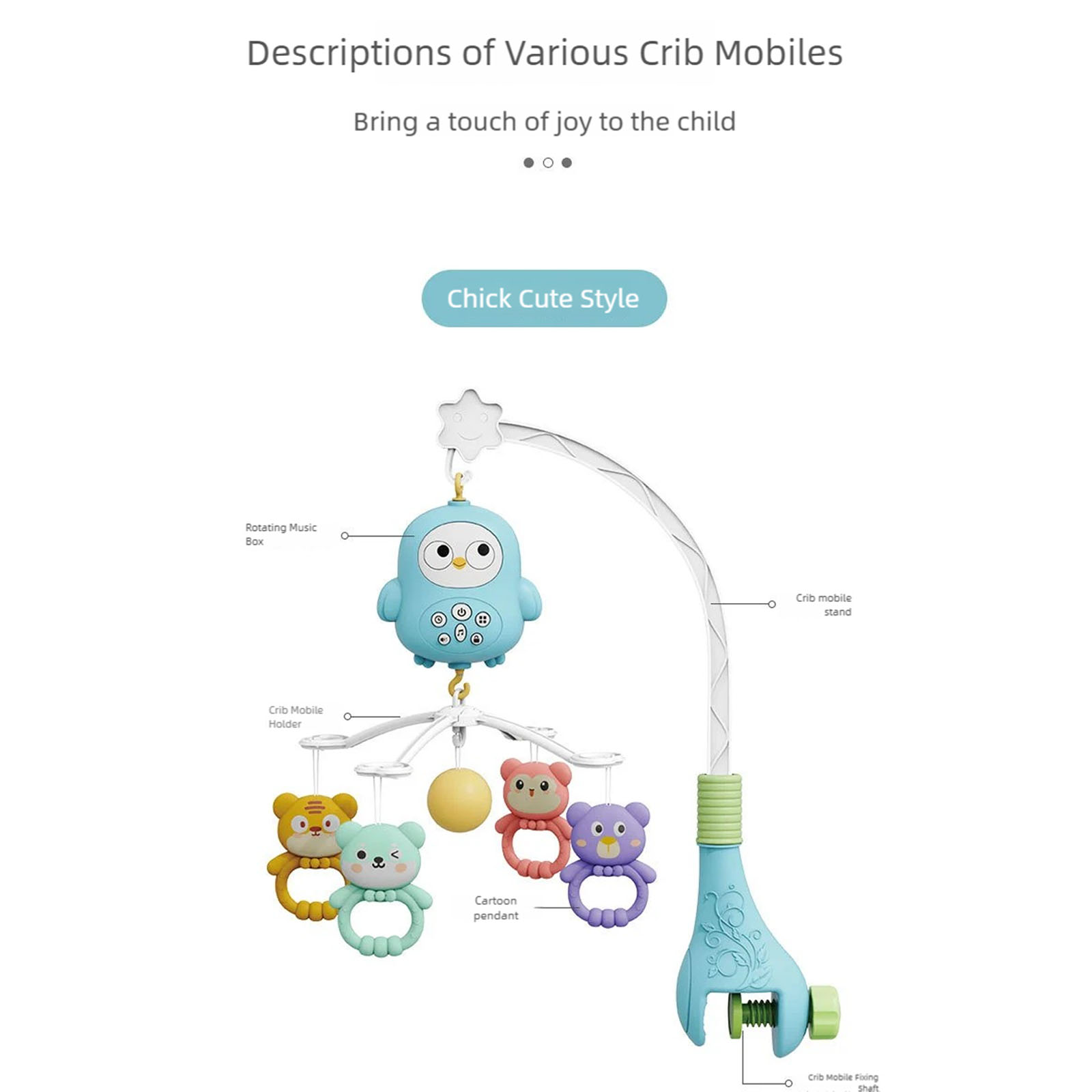 Musical Box Rotating Baby Bed Mobile Visual and Auditory Stimulation Rattle Toy for Newborns Nursery Room Decoration