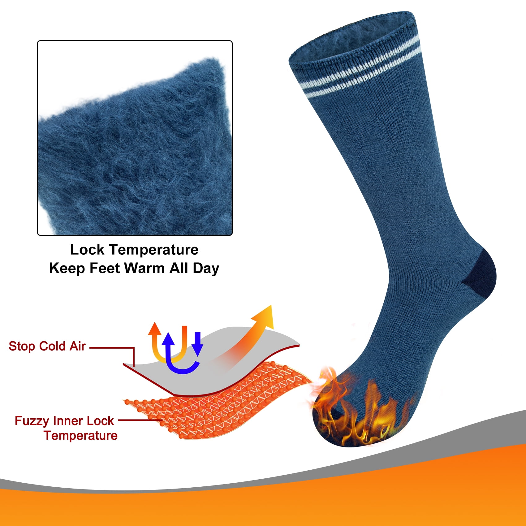 KOITHOT 3 Pack Thermal Socks for Men & Women, Thick Warm Winter Socks for Cold Weather