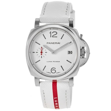 Panerai Luminor Due Luna Rossa Automatic White Dial Leather Strap Unisex Watch PAM01378