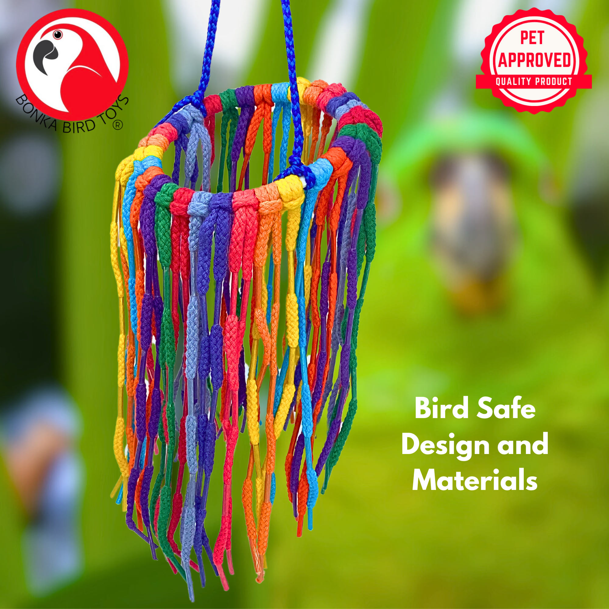 Bonka Bird Toys 51213 Large Aglet Heaven Chew Tug Pull Preen Parrot Cage Toy Pet