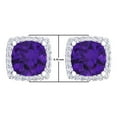 thumbnail image 2 of Dazzlingrock Collection 10K 7 MM Each Cushion Amethyst & Round Diamond Ladies Square Frame Halo Stud Earrings, White Gold, 2 of 3