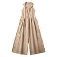 thumbnail image 5 of Chuancc Women's Casual Loose Overalls Jumpsuits One Piece Sleeveless Wide Leg Long Pant Rompers With Pockets Khaki XL, 5 of 5