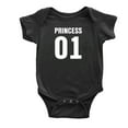 thumbnail image 2 of Prince 01 Princess 01 Baby Bodysuit Baby wins Clothes Jumpsuit (Black, 0-3M), 2 of 5