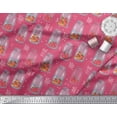 thumbnail image 3 of Soimoi Pink polyester Crepe Fabric Bottle Vase & Strawberry Fruits Printed Craft Fabric by the Yard 42 Inch Wide, 3 of 3
