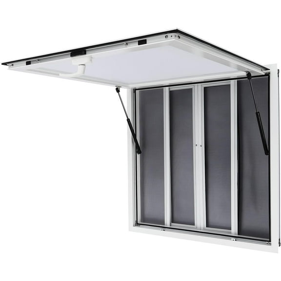 Concession Window 36 x 36 in, Aluminum Alloy Concession Window for Food Trucks with 4 Horizontal Sliding Screen Windows, Awning Door, Drag Hook, Food Truck Service Window for Food Trucks Conce