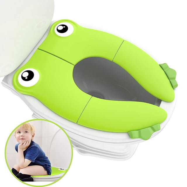 Asiento de entrenamiento para el baño con cojín de silicona antideslizante, plegable y portátil, adecuado para niños, niños y niñas