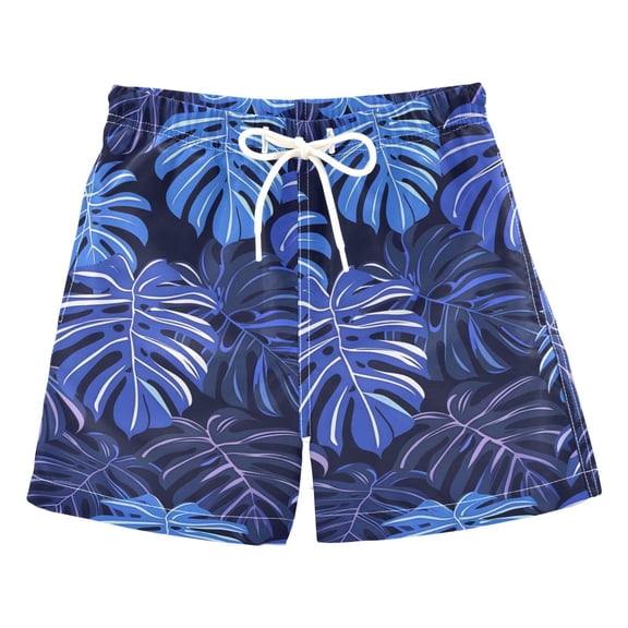 joogoo Boys Swim Trunks Palm Leaf Beach Board Shorts Drawstring Swimsuit S