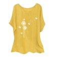 thumbnail image 1 of TopLLC Blouses pour Femmes Manches Courtes en Coton Lin Chemises Décontractées Col Rond Ample Tuniques Unies, 1 of 4