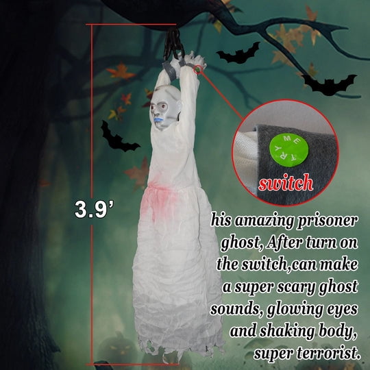SUNRISEUMBRELLA 47''Prisoner Holloween Ghost Prop Electric Holiday Decor Party Gift Sound Lighted