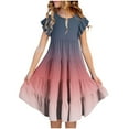 thumbnail image 1 of Liquidation d'Économies d'Été! WRKEKC Robes pour Petite Fille, Robe d'Été Décontractée pour Filles, Robe d'Été à Manches Courtes pour Filles avec Poches à Volants, Col Rond, Imprimée, 6 Ans, 1 of 4