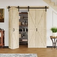 thumbnail image 2 of 80" X 84" Pine Solid Core Wood Unfinished K/Plank Bi-Fold Barn Door With Installation Hardware Kit, 2 of 8